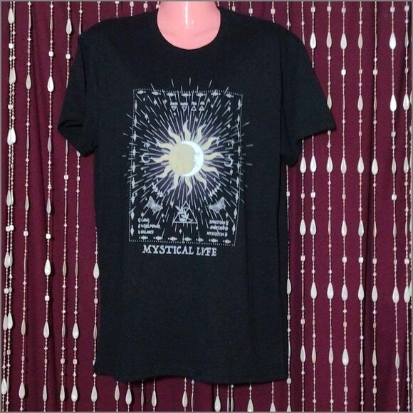 New with tags- 38" Unisex- Mystical Life Black Short Sleeve T shirt - Picture 1 of 2